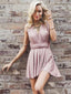 Simple V Neck Dusty Pink Short Homecoming Dresses Under 100, CM382