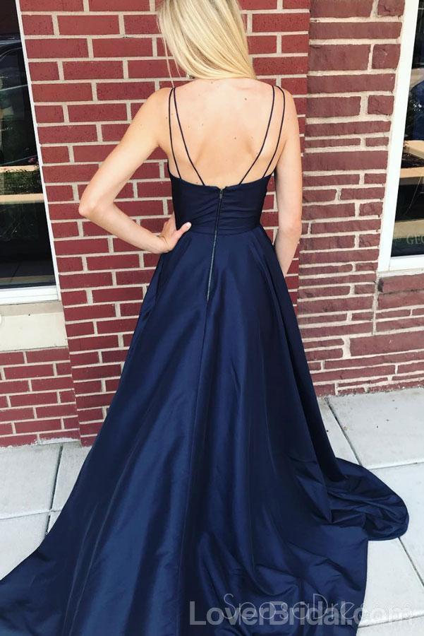 Simple V Neck Side Slit Cheap Long Evening Prom Dresses, Cheap Custom Party Prom Dresses, 18588