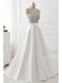 Simple White A-line V-neck Long Prom Dresses Online, Evening Party Dresses,12519