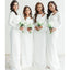 Simple White Mermaid Long Sleeves Cheap Bridesmaid Dresses,WG1366