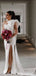 Simple White Mermaid One Shoulder High Slit Cheap Bridesmaid Dresses Online,WG1081