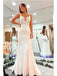 Simple White Mermaid V-neck Cheap Long Prom Dresses Online,12624
