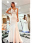 Simple White Mermaid V-neck Cheap Long Prom Dresses Online,12624