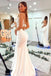 Simple White Mermaid V-neck Cheap Long Prom Dresses Online,12624