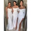 Simple White One Shoulder High Slit Sweetheart Mermaid Bridesmaid Dresses Online,WG904