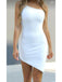 Simple White One Shoulder Short Homecoming Dresses,Cheap Short Prom Dresses,CM881