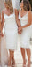 Simple White Sheath Cheap Short Bridesmaid Dresses Online,WG1199
