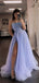 Spaghetti Straps A-line High Slit Cheap Long Prom Dresses Online,12892