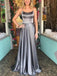 Spaghetti Straps Backless Silver Custom Long Evening Prom Dresses, 17713