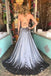 Spaghetti Straps Backless Silver Custom Long Evening Prom Dresses, 17713