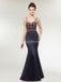 Spaghetti Straps Black Mermaid Long Evening Prom Dresses, Evening Party Prom Dresses, 12018