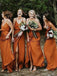 Spaghetti Straps Burnt Orange Cheap Bridesmaid Dresses Online, WG267