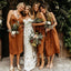 Spaghetti Straps Burnt Orange Short Bridesmaid Dresses Online, Cheap Bridesmaids Dresses, WG714