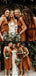 Spaghetti Straps Burnt Orange Short Bridesmaid Dresses Online, Cheap Bridesmaids Dresses, WG714