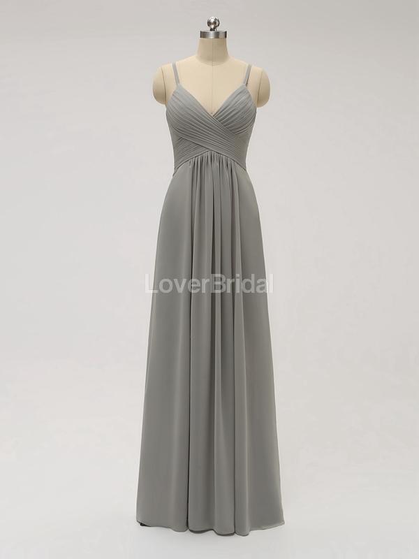 Spaghetti Straps Chiffon Grey Cheap Bridesmaid Dresses Online, WG582