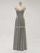 Spaghetti Straps Chiffon Grey Cheap Bridesmaid Dresses Online, WG582