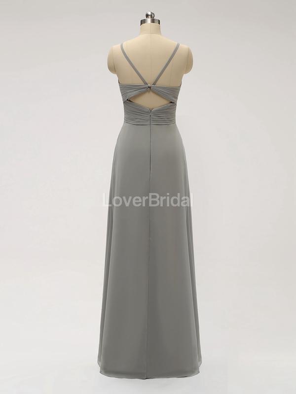 Spaghetti Straps Chiffon Grey Cheap Bridesmaid Dresses Online, WG582