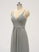 Spaghetti Straps Chiffon Grey Cheap Bridesmaid Dresses Online, WG582