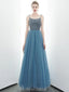 Spaghetti Straps Dusty Blue Cheap Evening Prom Dresses, Evening Party Prom Dresses, 12176