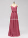 Spaghetti Straps Dusty Pink Chiffon Long Cheap Bridesmaid Dresses Online, WG600