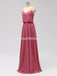 Spaghetti Straps Dusty Pink Chiffon Long Cheap Bridesmaid Dresses Online, WG600