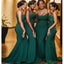 Spaghetti Straps Green Mermaid Long Cheap Bridesmaid Dresses Online, WG653