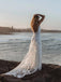 Spaghetti Straps Long Mermaid Backless Lace Wedding Dresses,WD735