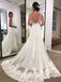 Spaghetti Straps Long Mermaid Backless Lace Wedding Dresses,WD772