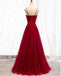 Spaghetti Straps Red A-line Long Evening Prom Dresses, Evening Party Prom Dresses, 12334