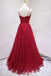 Spaghetti Straps Red Lace Long Evening Prom Dresses, Cheap Custom Party Prom Dresses, 18601