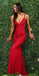 Spaghetti Straps Red Lace Mermaid Long Evening Prom Dresses, 17559