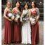 Spaghetti Straps Rust Red Long Bridesmaid Dresses Online, Cheap Bridesmaids Dresses, WG740