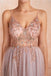 Spaghetti Straps See Through Beaded A-line Long Evening Prom Dresses, Evening Party Prom Dresses, 12135