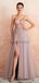 Spaghetti Straps See Through Beaded A-line Long Evening Prom Dresses, Evening Party Prom Dresses, 12135