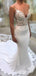 Spaghetti Straps See Through Lace Mermaid Wedding Dresses, Lace Wedding Gown, WD698