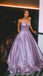 Spaghetti Straps Shiny Purple A-line Cheap Long Evening Prom Dresses, Evening Party Prom Dresses, 12147