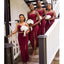Spaghetti Straps Side Slit Maroon Mermaid Cheap Long Cheap Bridesmaid Dresses Online, WG650