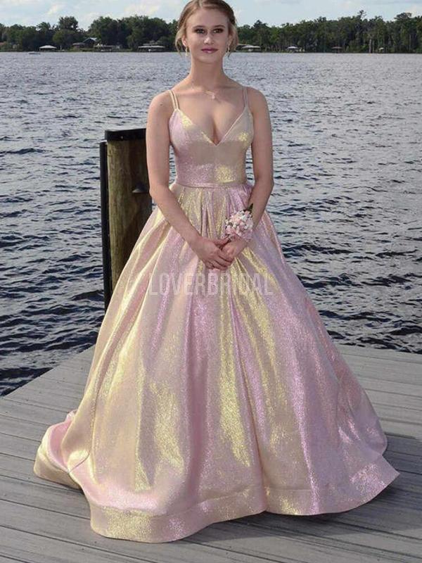 Spaghetti Straps Simple Glitter Evening Prom Dresses, Evening Party Prom Dresses, 12283