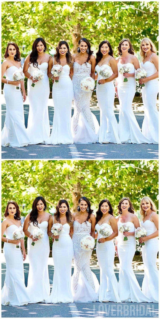 Spaghetti Straps Simple Mermaid Long Cheap Bridesmaid Dresses Online, WG663