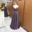 Spaghetti Straps V-neck Long A-line Purple Bridesmaid Dresses Online,WG906