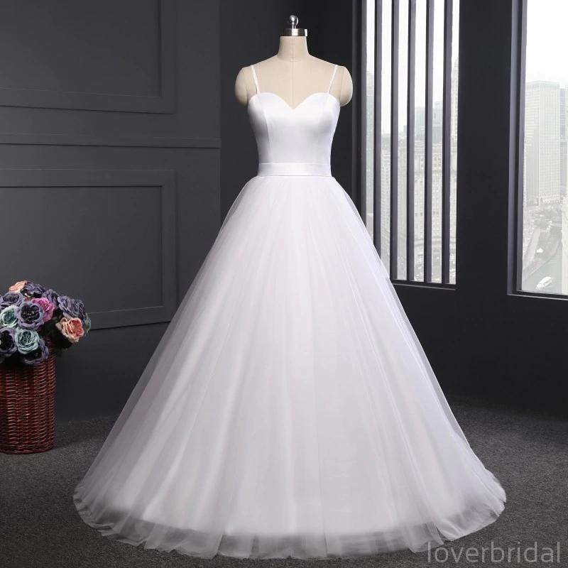 Spaghetti Straps White Cheap Wedding Dresses Online, Cheap Bridal Dresses, WD500