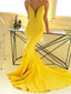 Spaghetti Straps Yellow Mermaid Cheap Long Evening Prom Dresses, Party Prom Dresses, 18617