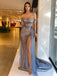 Sparkly A-line High Slit Off Shoulder Maxi Long Prom Dresses,Evening Dresses,12943