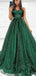 Sparkly Green A-line Spaghetti Straps Maxi Long Prom Dresses,Evening Dresses,12954