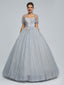 Sparkly Grey A-line Short Sleeves Cheap Long Prom Dresses,12857