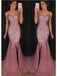 Sparkly Mermaid Dusty Rose Side Slit Cheap Long Prom Dresses Online,12433