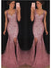 Sparkly Mermaid Dusty Rose Side Slit Cheap Long Prom Dresses Online,12433