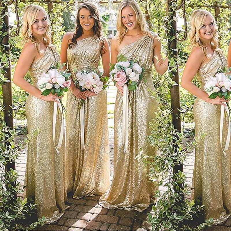 Sparkly One Shoulder Sequin Long Cheap Bridesmaid Dresses Online, WG318