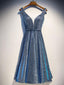 Sparkly V Neck Dusty Blue Sequin Homecoming Dresses Online, Cheap Short Prom Dresses, CM758