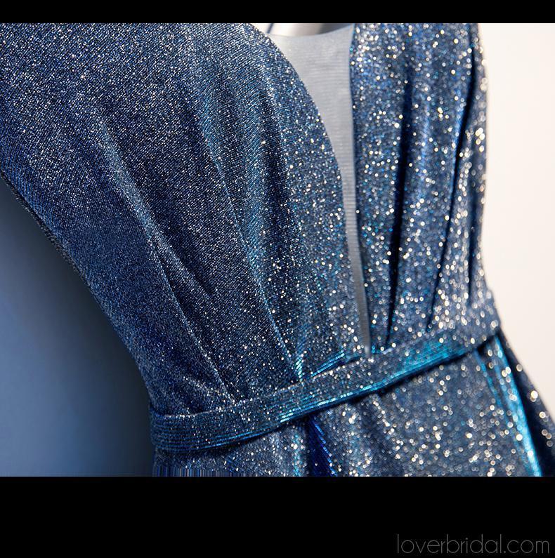 Sparkly V Neck Dusty Blue Sequin Homecoming Dresses Online, Cheap Short Prom Dresses, CM758